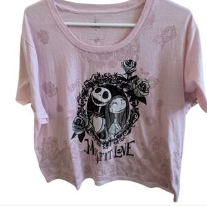 Disney Nightmare Before Christmas Jack Sally Pink Graphic Tee 2XL XXL Misfit Lov